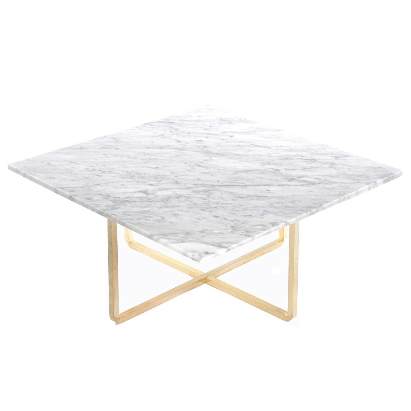 Ninety Coffee Table 80 cm, Brass Base, White Marble
