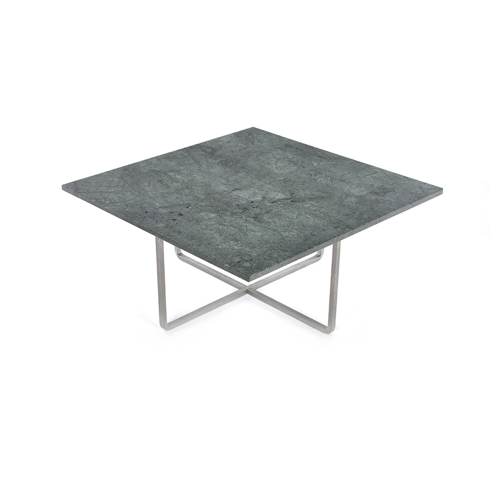 Ninety Coffee Table 80 cm, Steel Base, Green Marble
