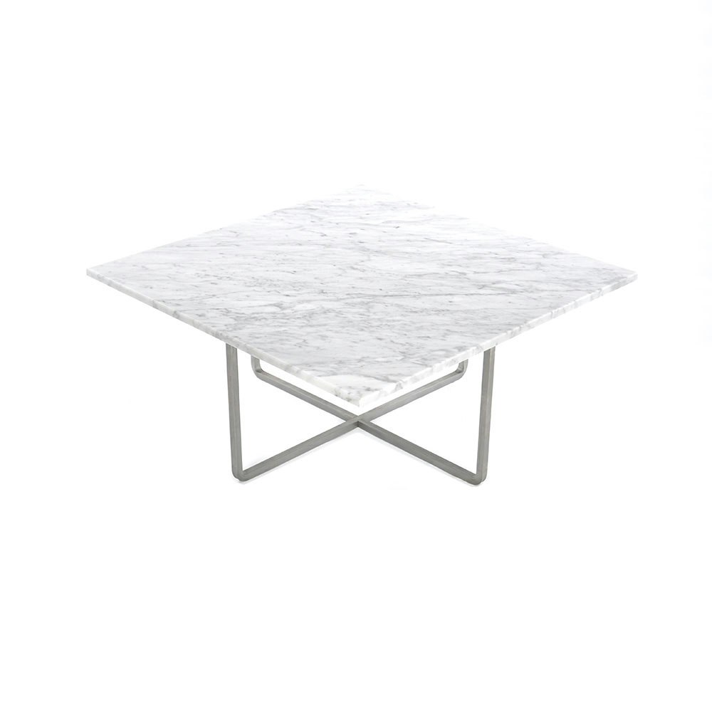 Ninety Coffee Table 80 cm, Steel Base, White Marble