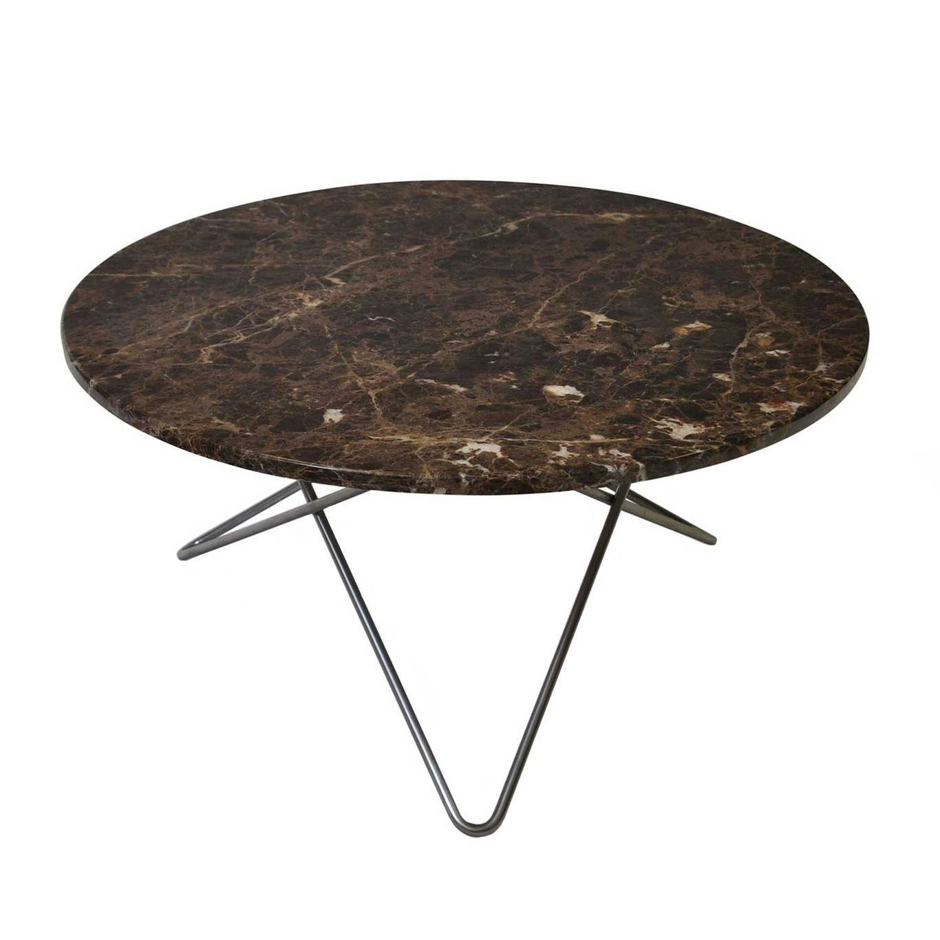 O Coffee Table Ø80 cm, Black frame/Brown marble