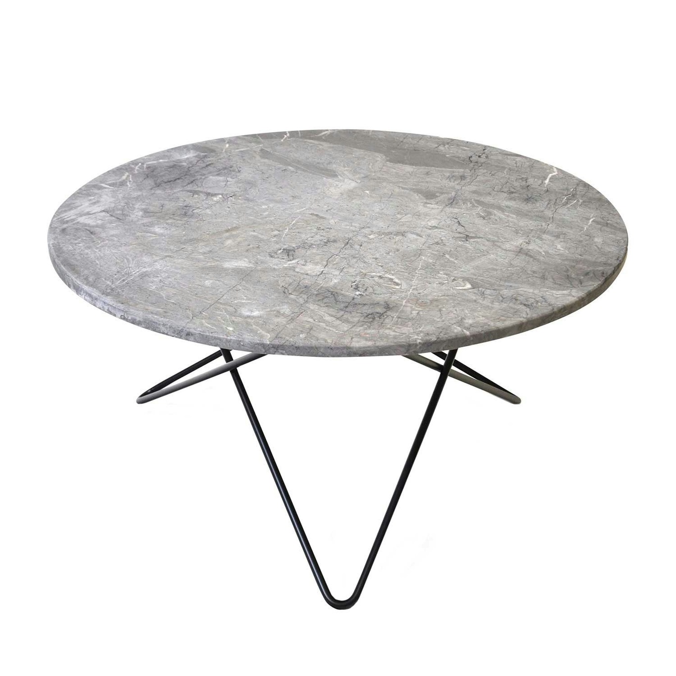 O Coffee Table Ø80 cm, Black frame/Grey marble