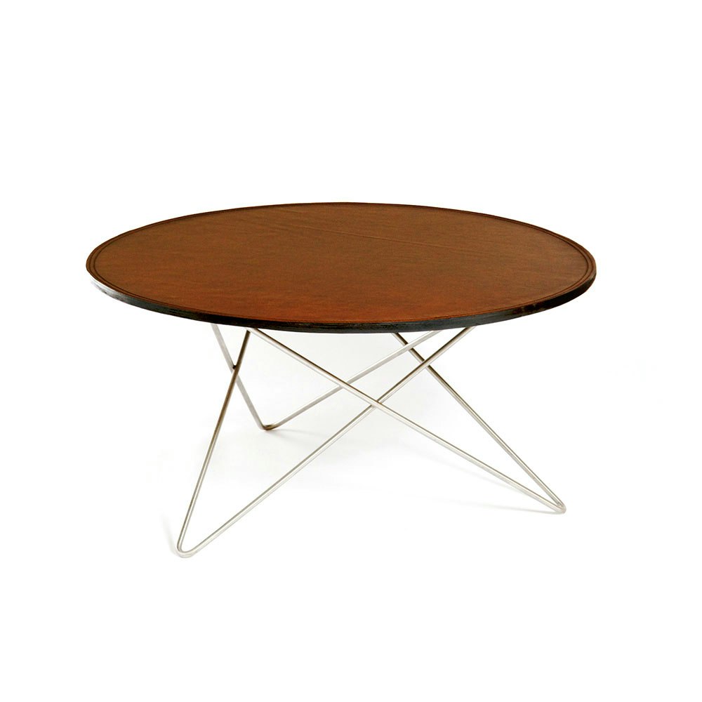 O Coffee Table Ø80 cm, Steel frame/Cognac leather