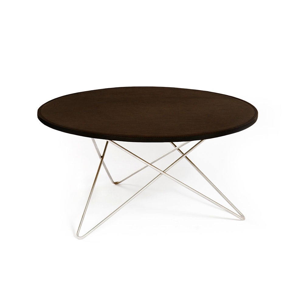O Coffee Table Ø80 cm, Steel frame/Mocca leather