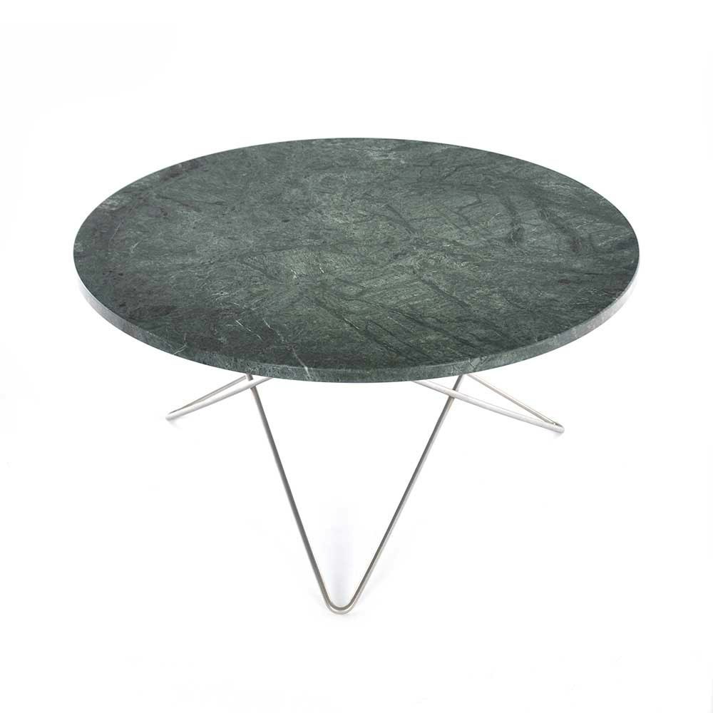 O Coffee Table Ø80 cm, Steel frame/Green marble