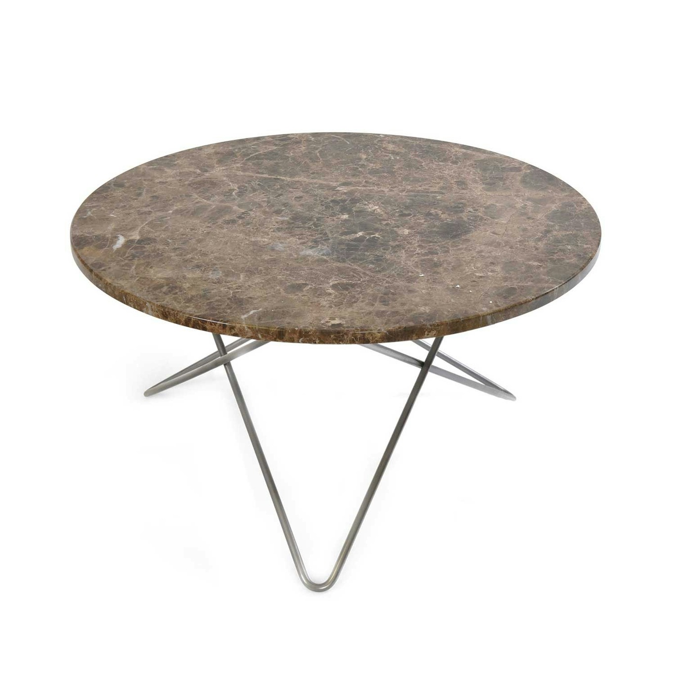 O Coffee Table Ø80 cm, Steel frame/Brown marble