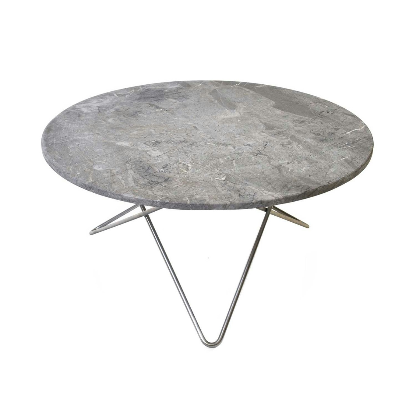 O Coffee Table Ø80 cm, Steel frame/Grey marble