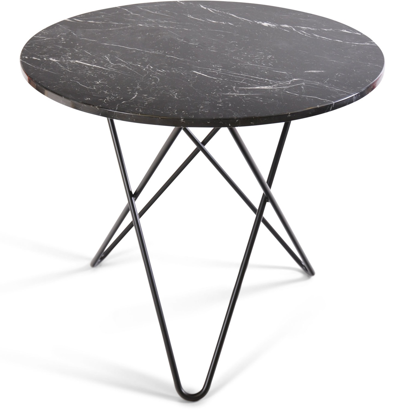 O Dining Table Ø100 cm, Black frame/Black marble