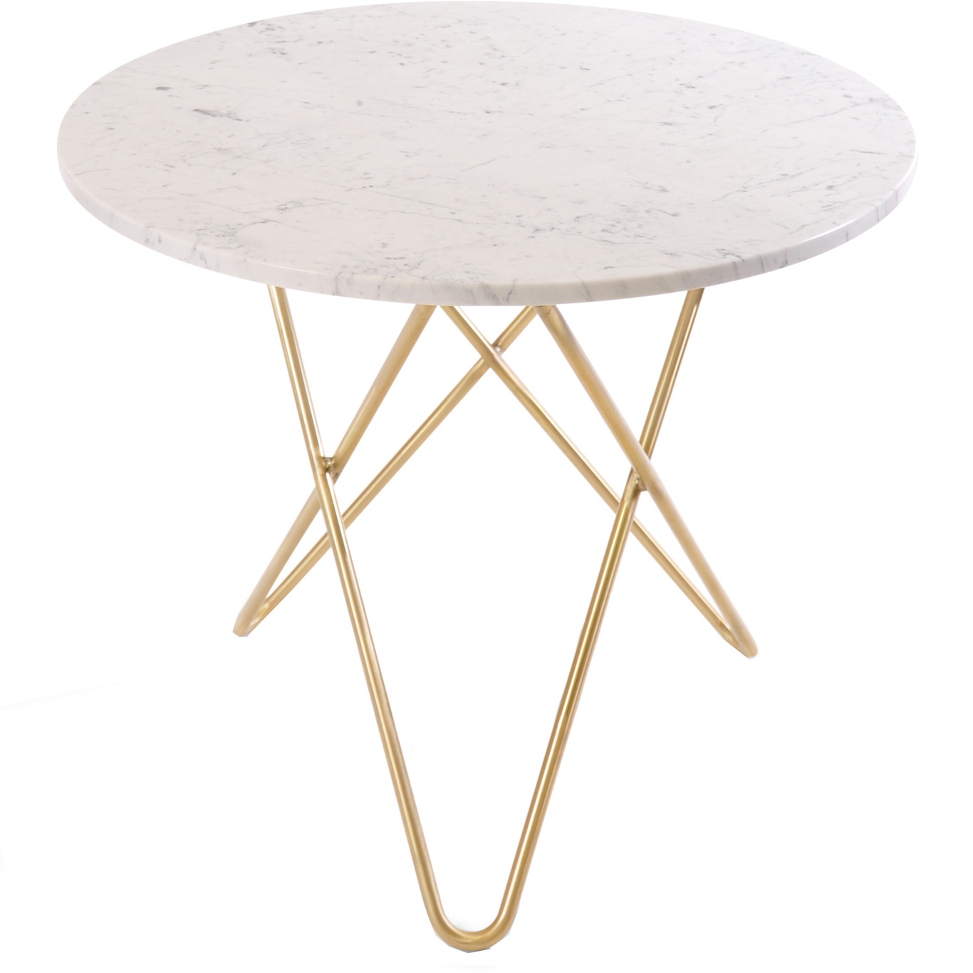 O Dining Table Ø100 cm, Brass frame/White marble