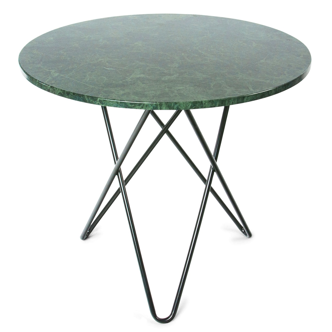 O Dining Table, Black Base, Green Marble