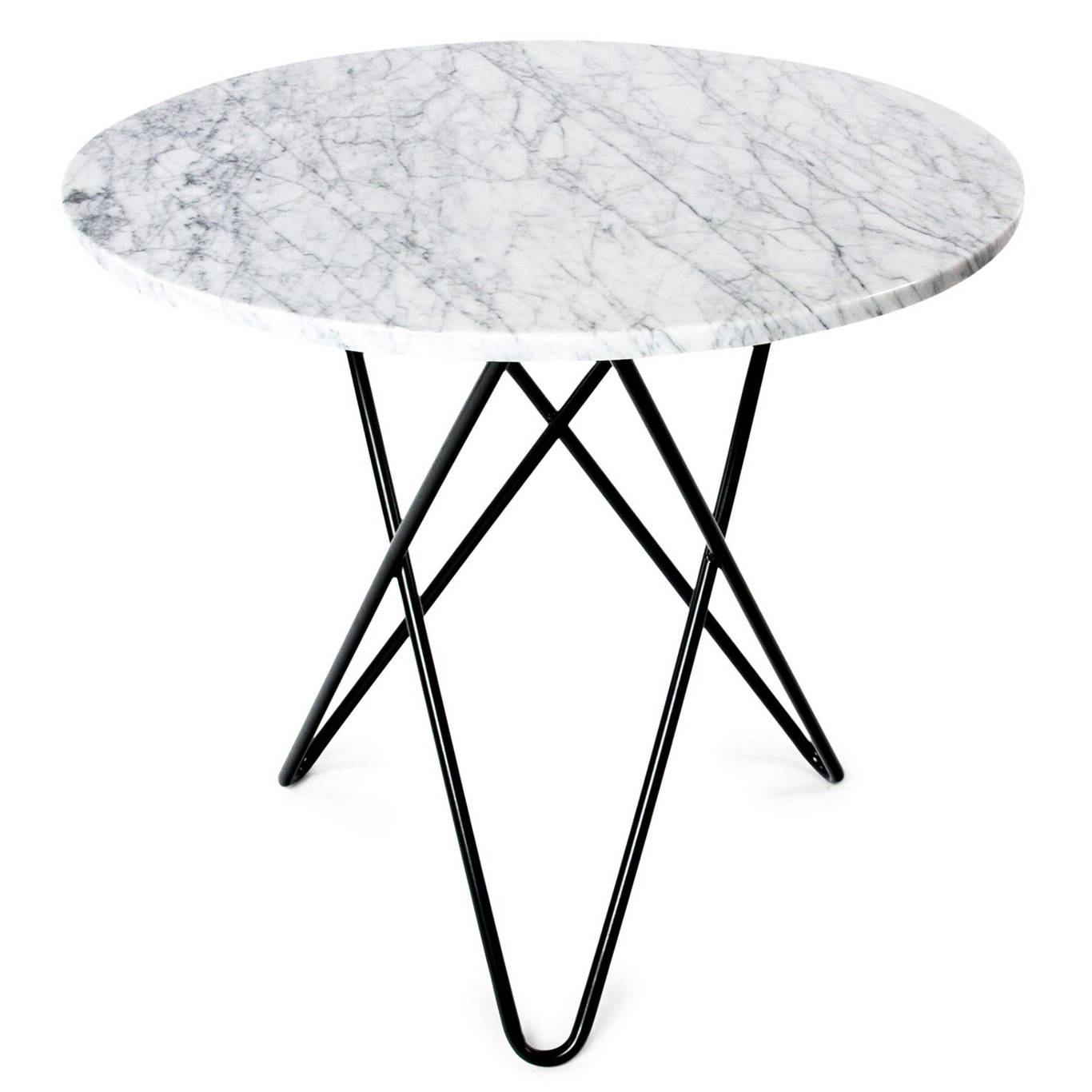 O Dining Table, Black Base, White Marble
