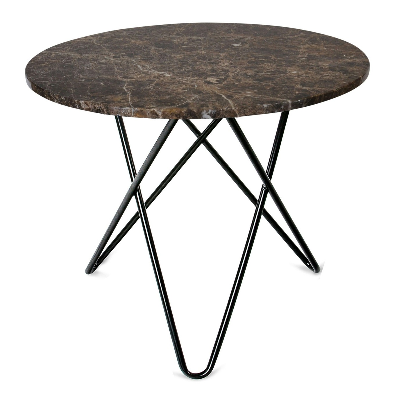 O Dining Table, Black Base, Brown Marble