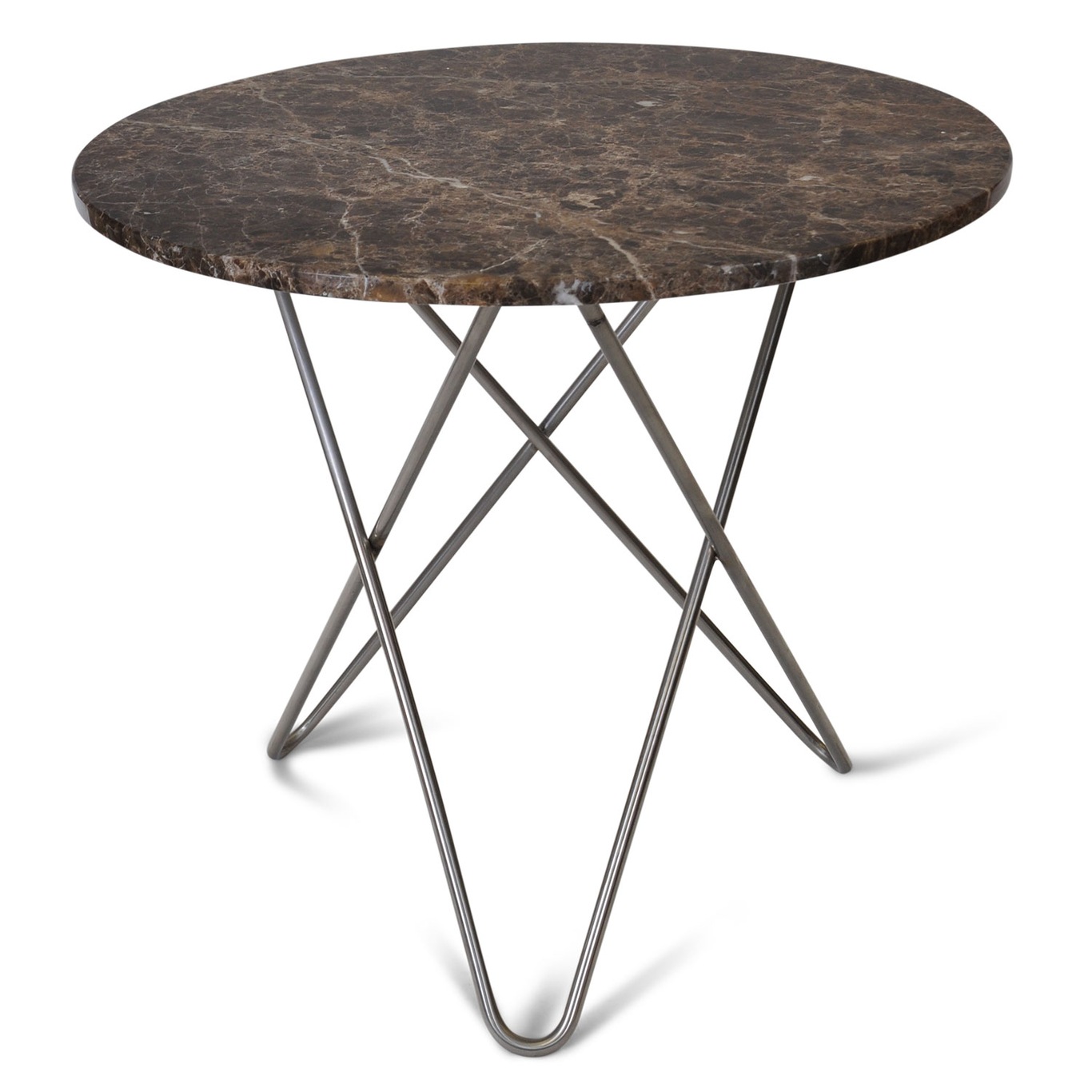 O Dining Table, Brown Marble/Steel