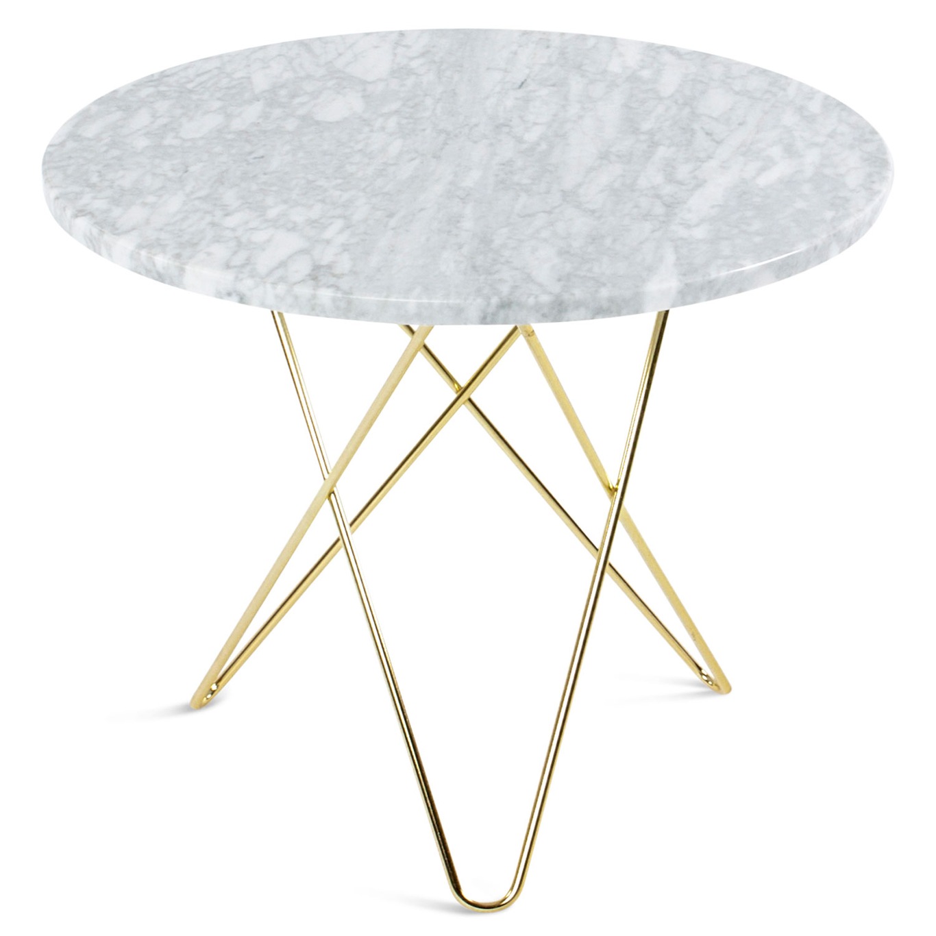 O Dining Table, White Marble/Brass