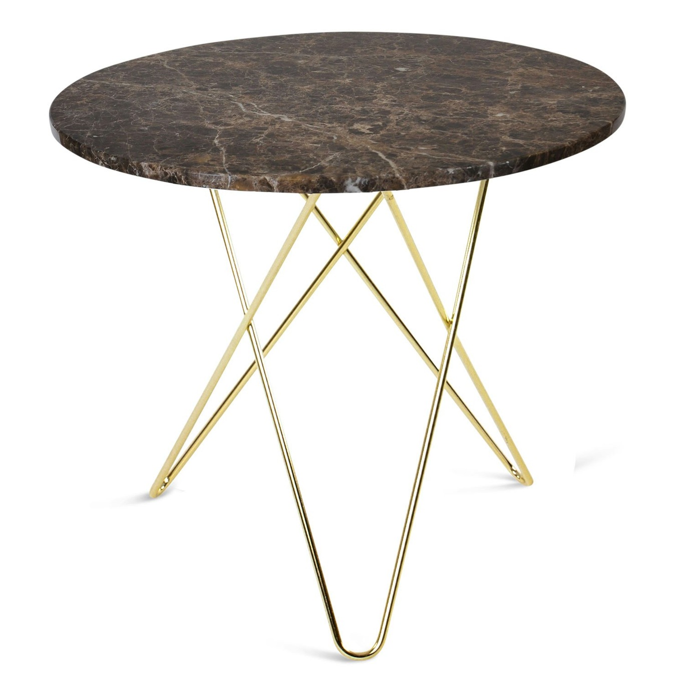 O Dining Table, Brown Marble/Brass