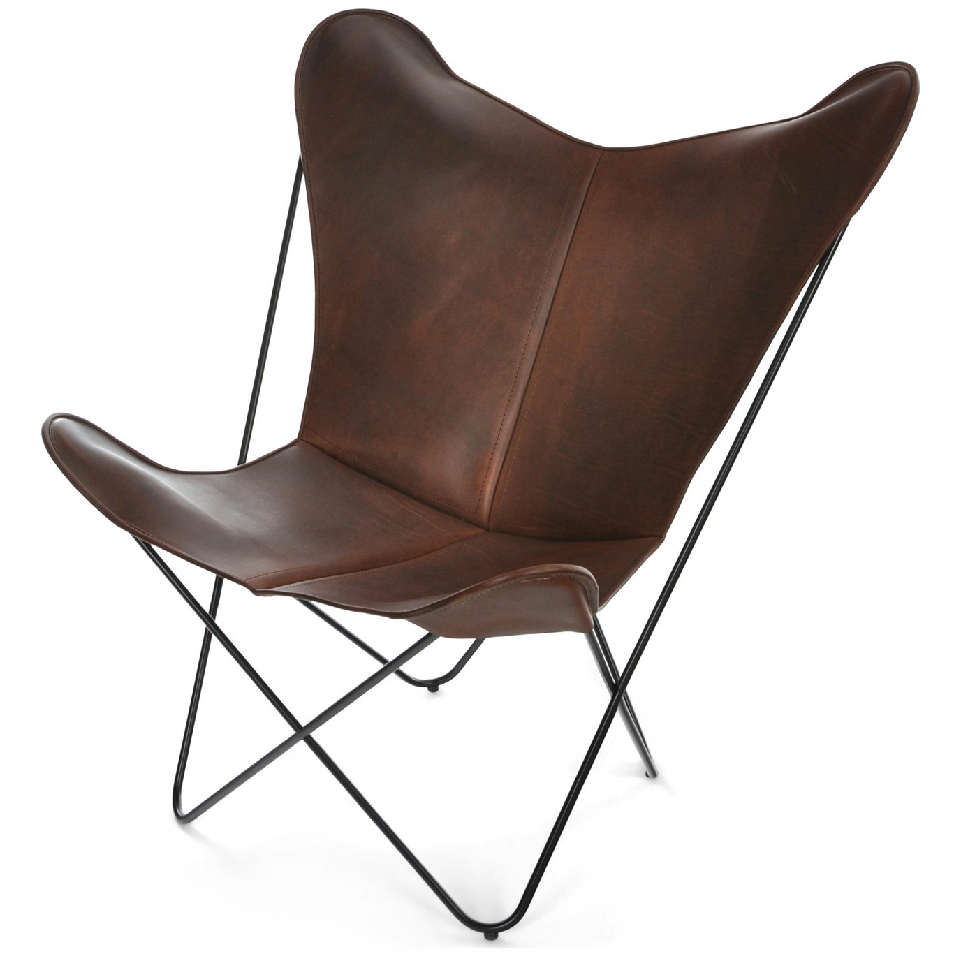 Papillon Bat Chair, Black Chassis, Leather Mocca