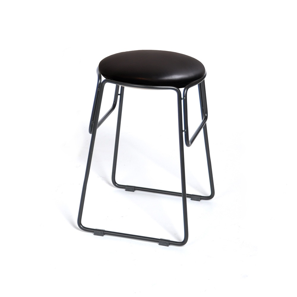 Prop Stool Black Leather Seat, Low