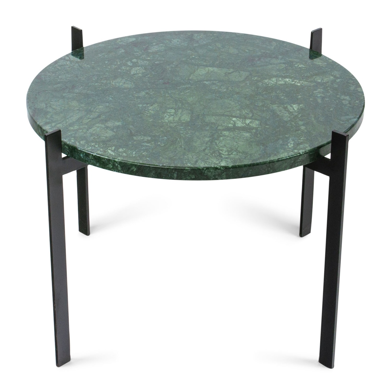 Single Deck Table, Black Base, Green Marble