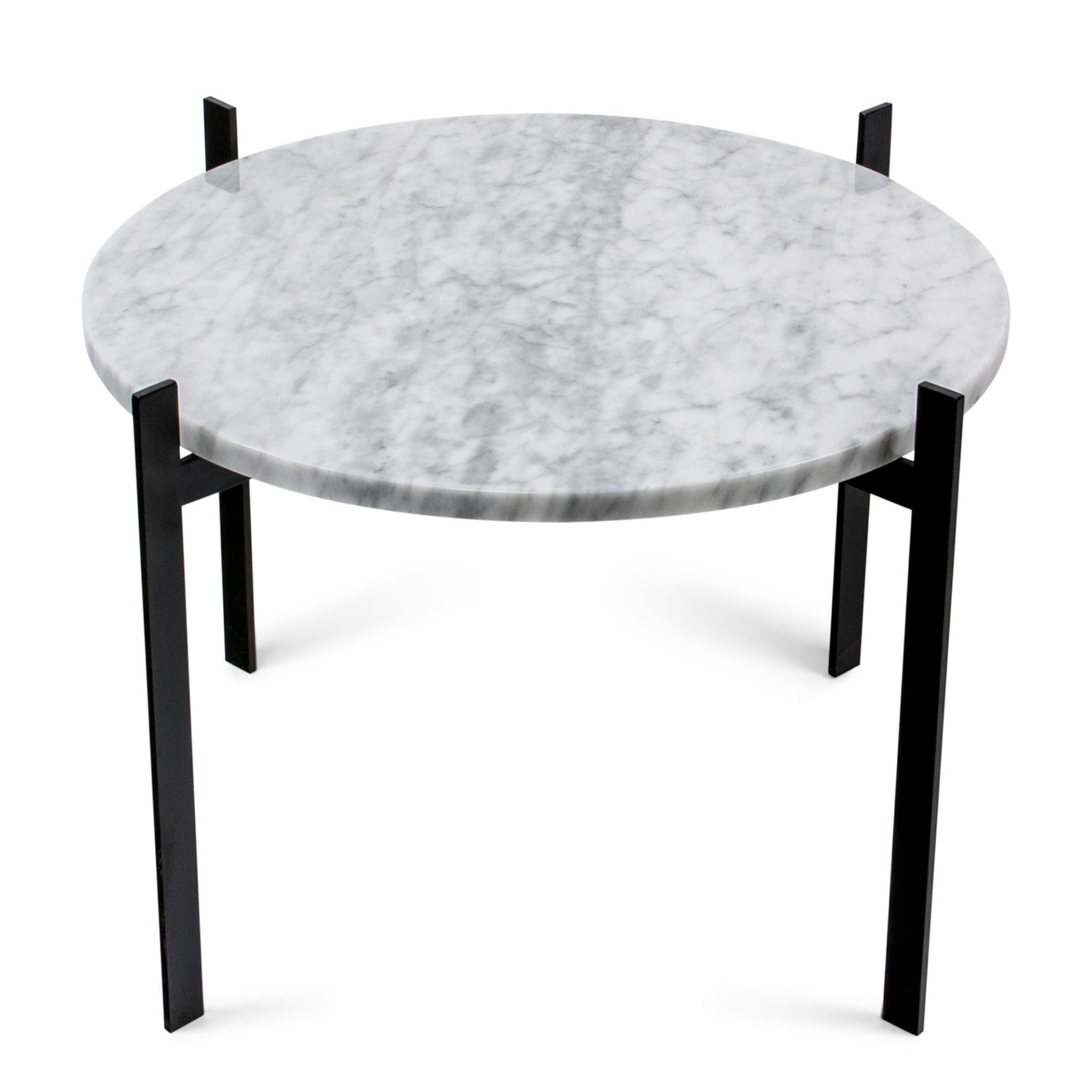 Single Deck Table, Black Base, White Marble