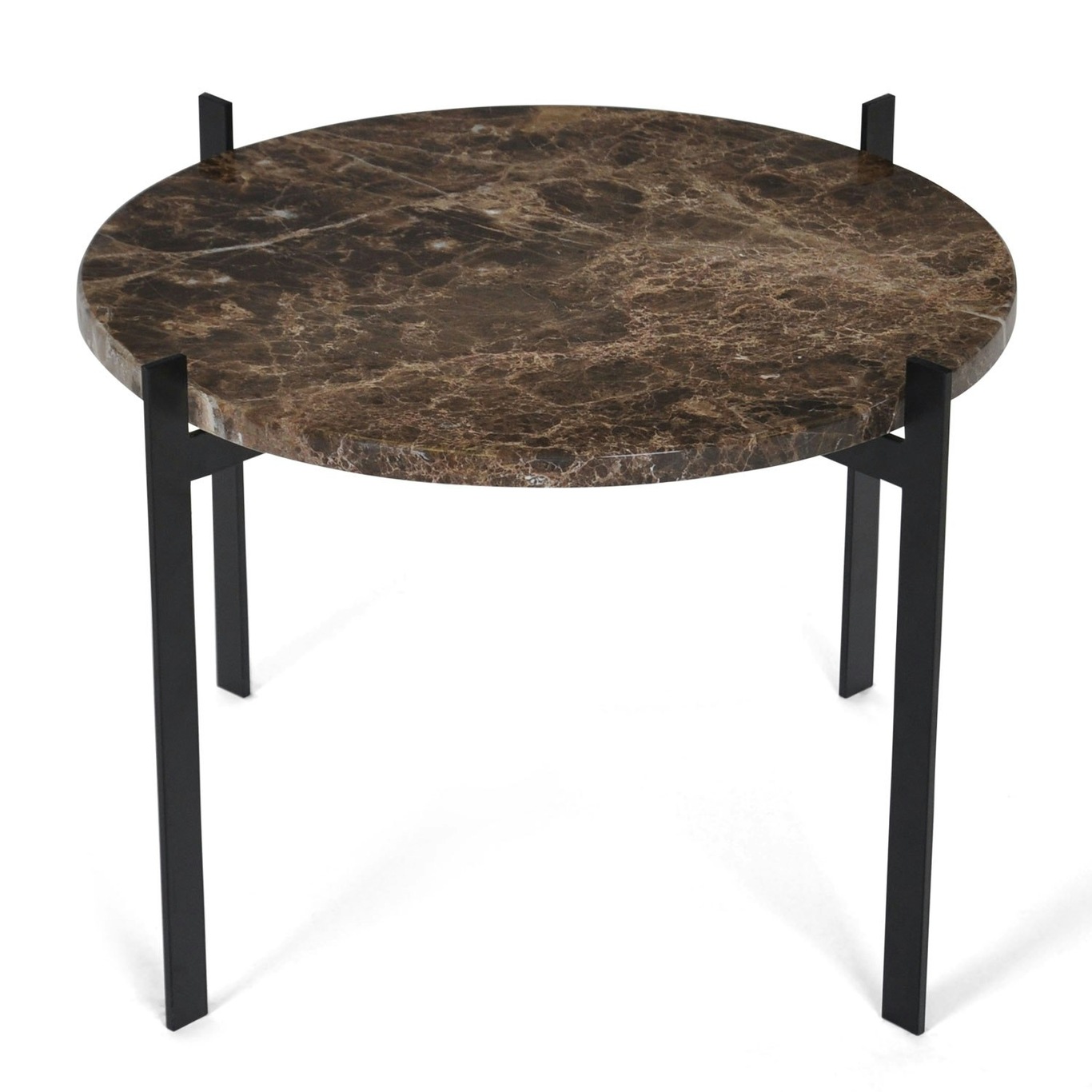 Single Deck Table, Black Base, Brown Marble