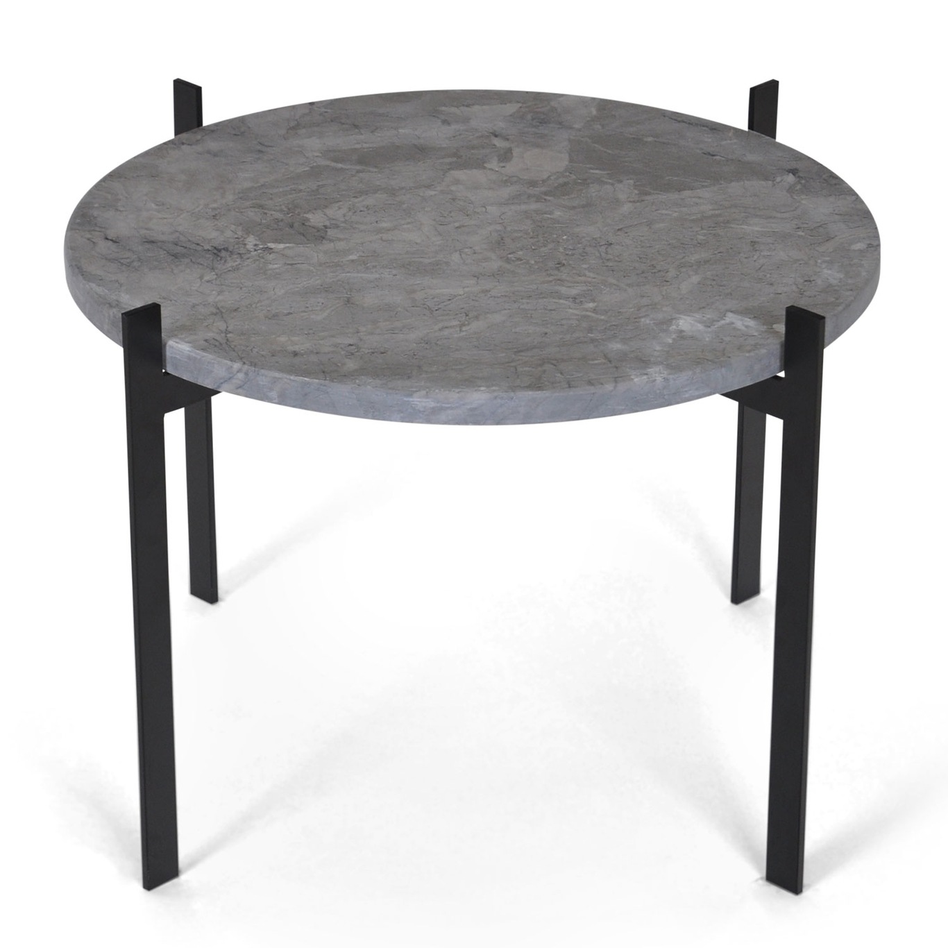 Single Deck Table, Black Base, Grey Marble