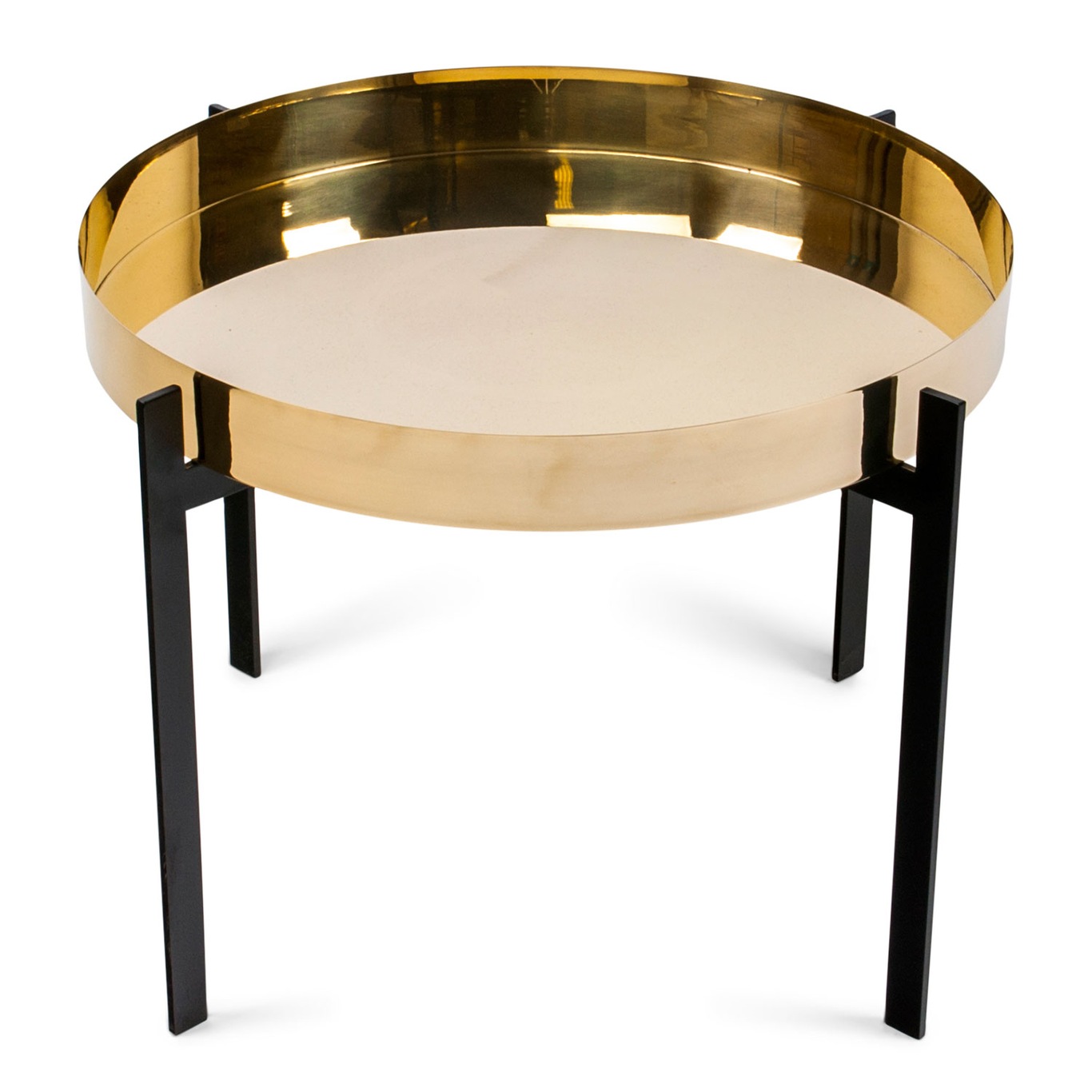 Single Deck Table, Black Base, Brass