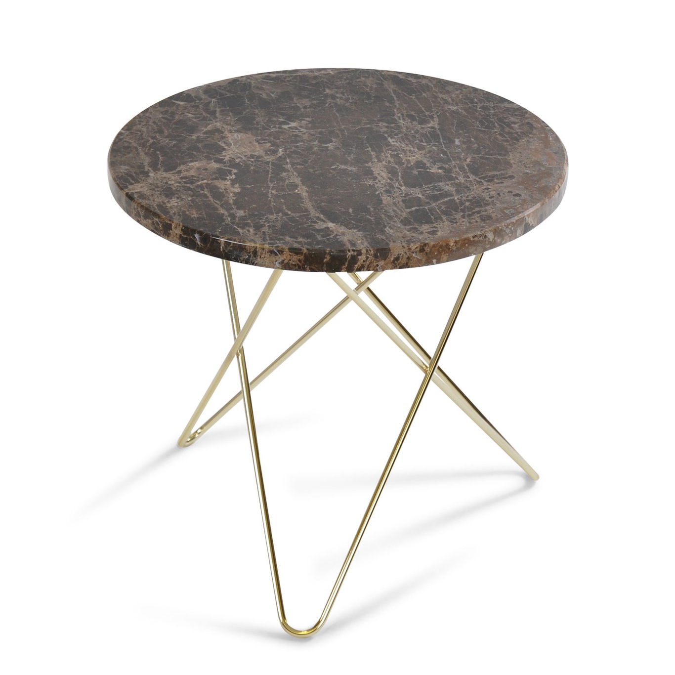 Tall Mini O Side Table Ø50 cm, Brass frame/Brown marble