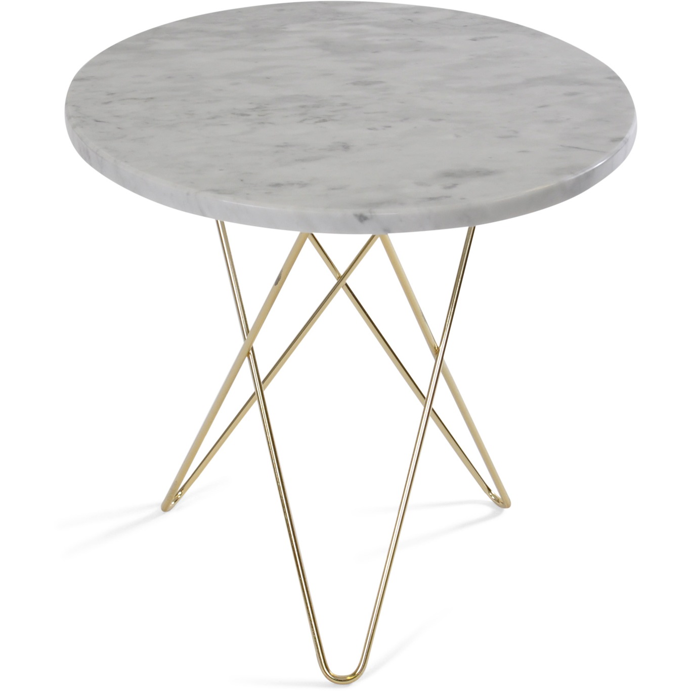 Tall Mini O Side Table Ø50 cm, Brass frame/White matt marble