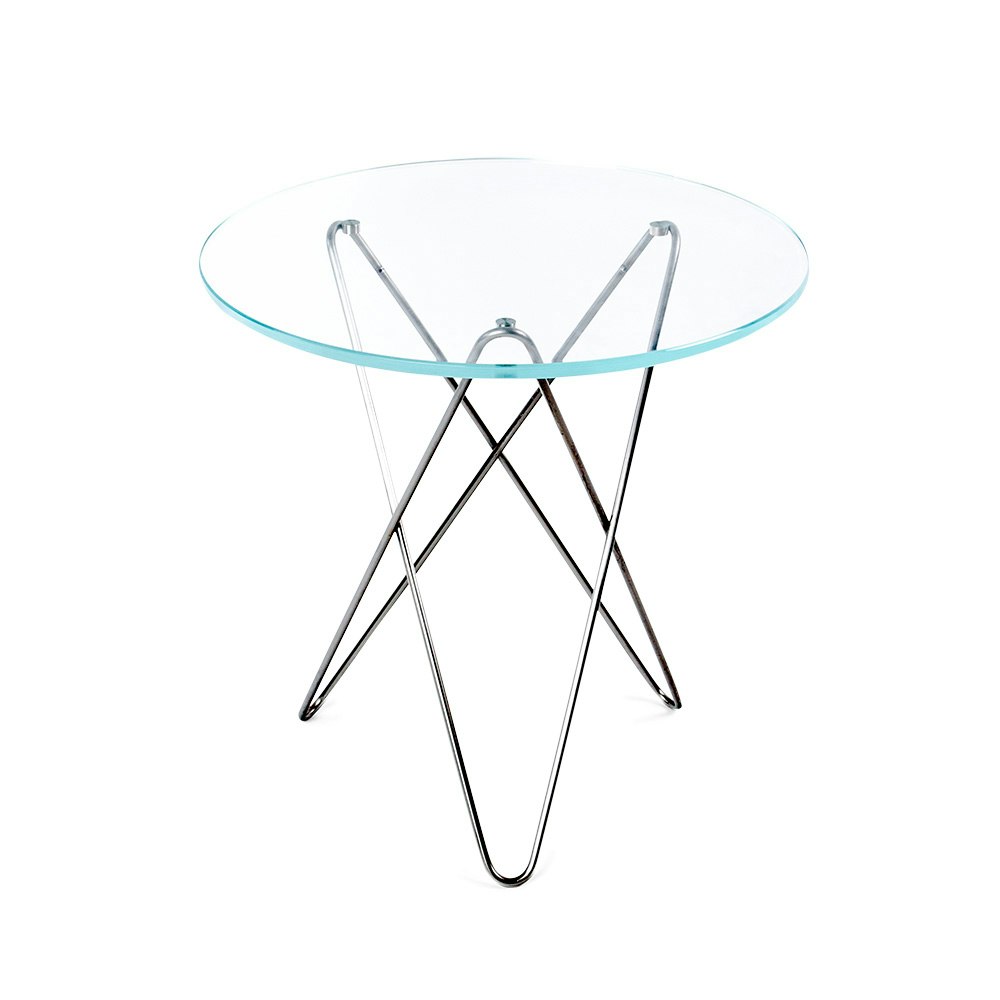 Tall Mini O Side table Ø50 cm, Steel frame/Clear glass