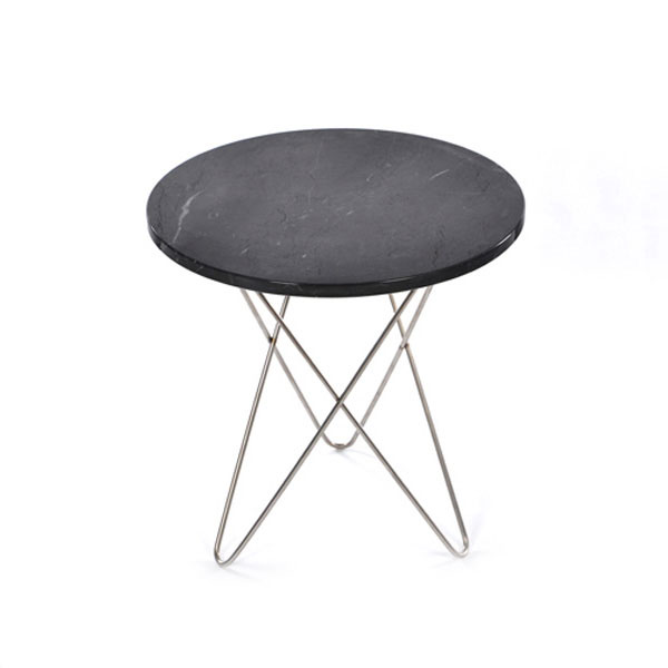 Tall Mini O Side Table Ø50 cm, Steel frame/Black marble