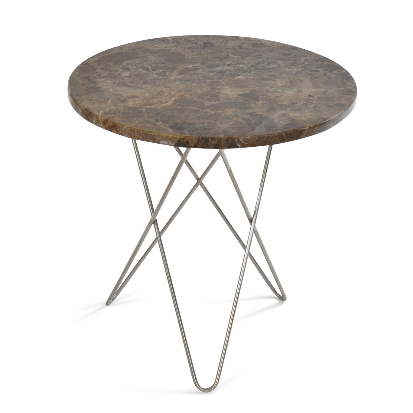 Tall Mini O Side Table Ø50 cm, Steel frame/Brown marble