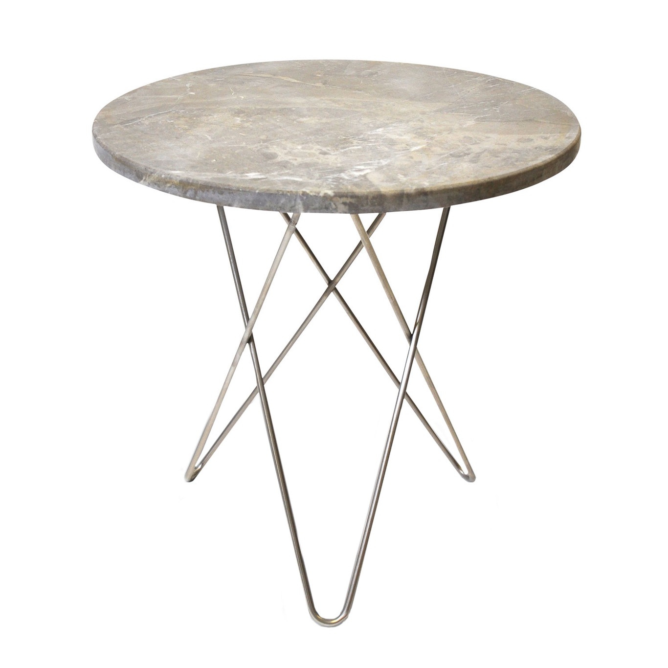 Tall Mini O Side Table Ø50 cm, Steel frame/Grey marble