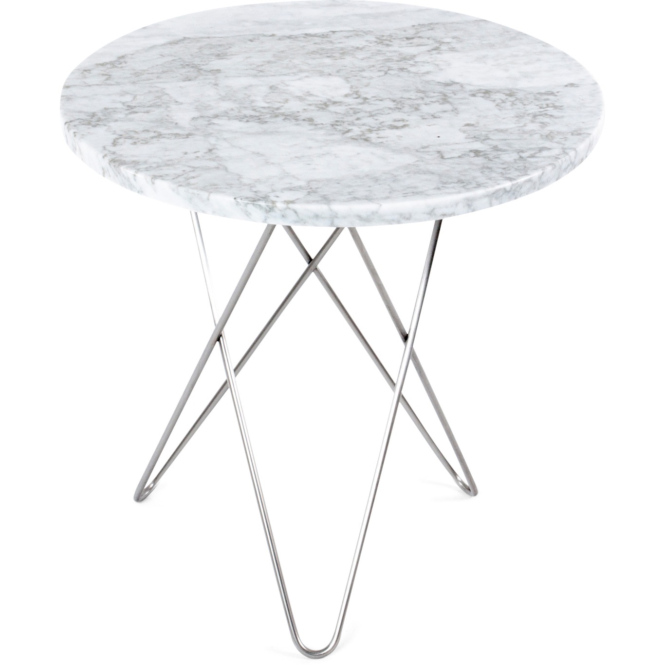 Tall Mini O Side Table Ø50 cm, Steel frame/White marble