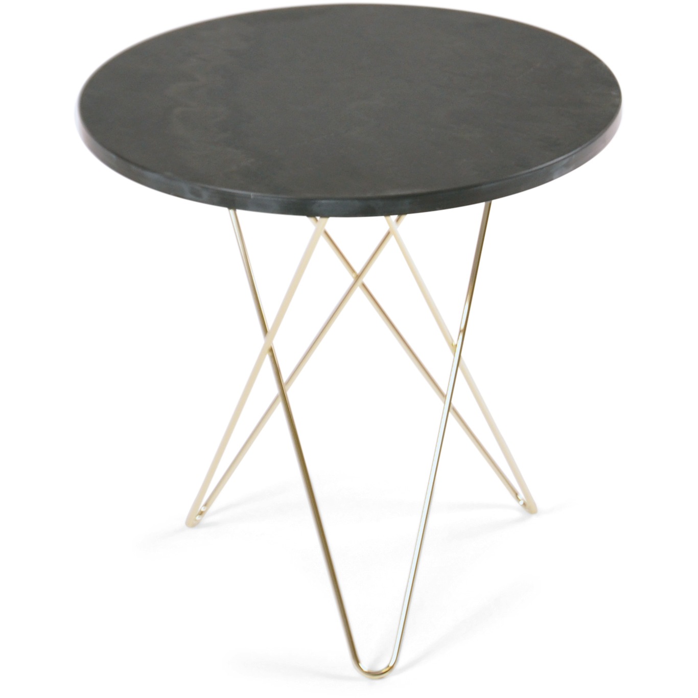 Tall Mini O Side Table Ø50 cm, Brass frame/Rustique slate