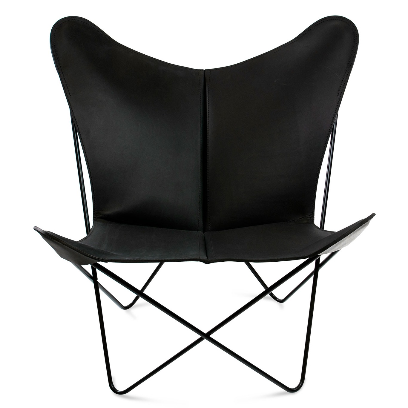 Trifolium Bat Chair, Black Frame, Leather Black
