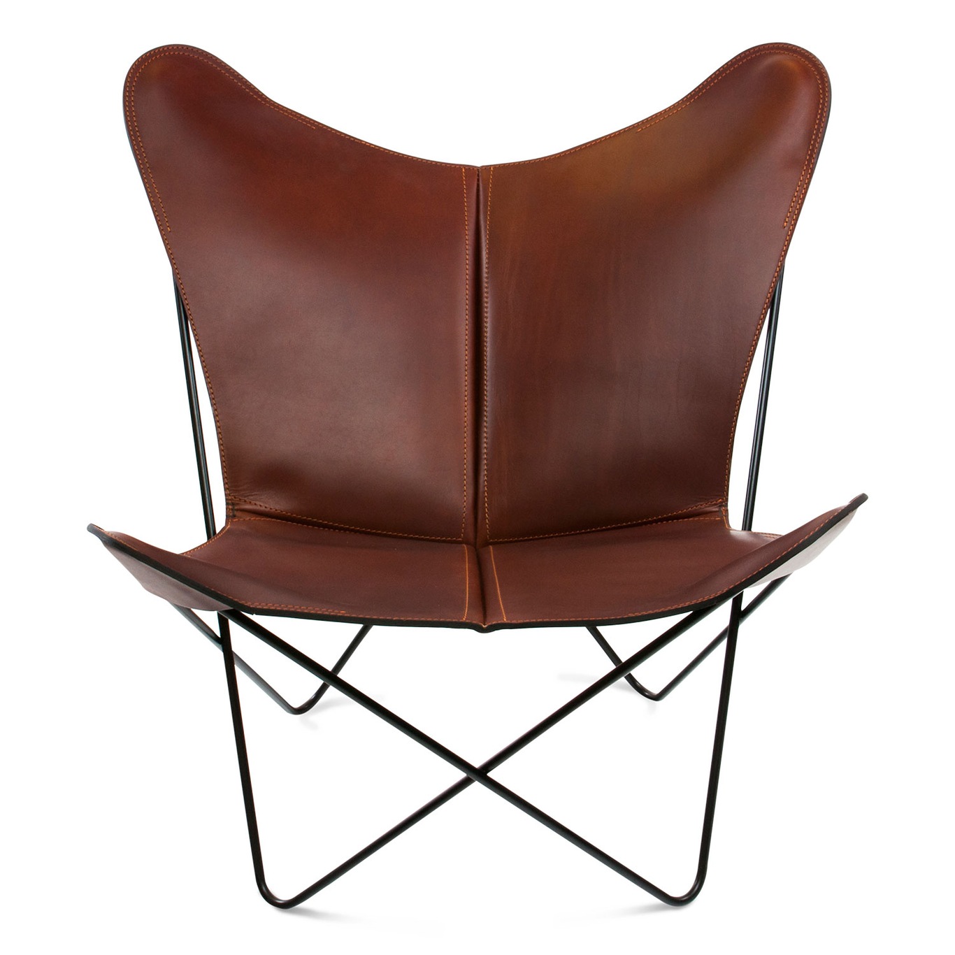 Trifolium Bat Chair, Black Frame,, Leather Cognac