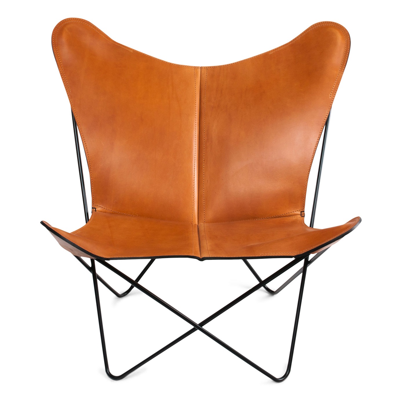 Trifolium Bat Chair, Black Frame,, Leather Hazelnut