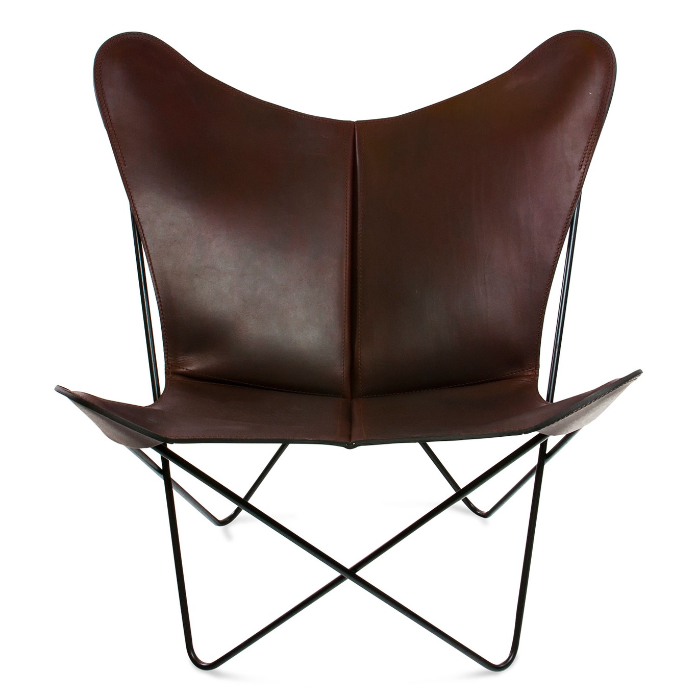 Trifolium Bat Chair, Black Frame,, Leather Mocca