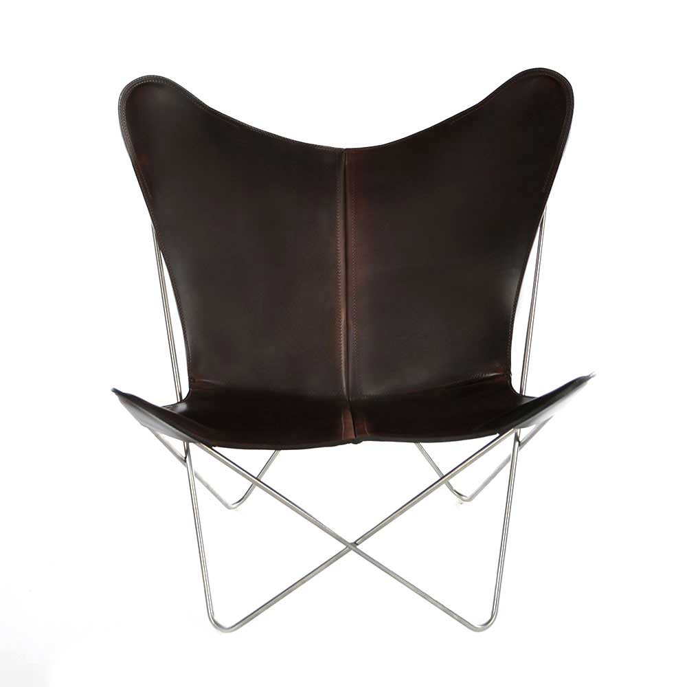 Trifolium Bat Chair, Steel Frame, Leather Mocca