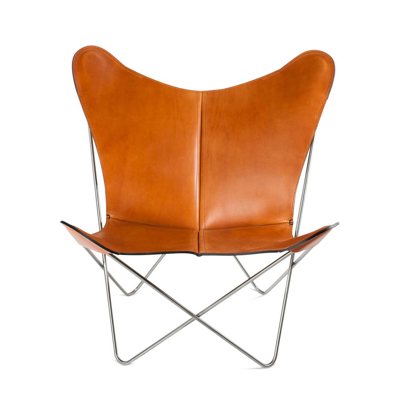 Trifolium Bat Chair, Steel Frame,,  Leather Hazelnut