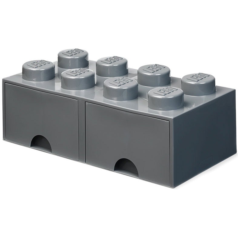 LEGO® Storage With 2 Drawers 8 Knobs, Dark Stone Grey