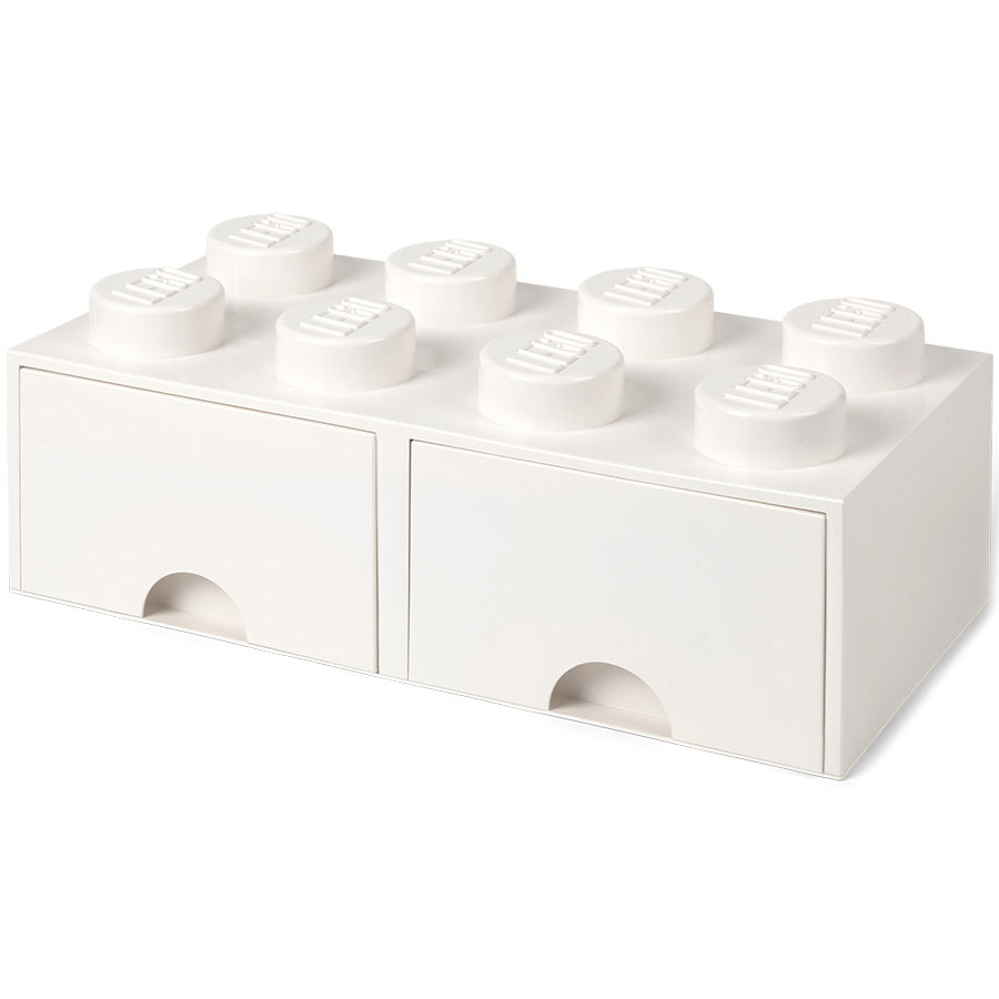 LEGO® Storage With 2 Drawers 8 Knobs, White
