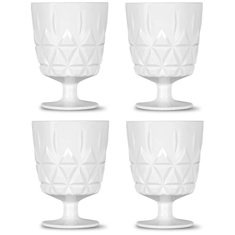 Picknick Glass With Foot Acrylic 4-pack, White