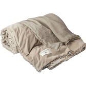 Quilted Organic Cotton Velvet Bedspread 260x240 cm, Beige