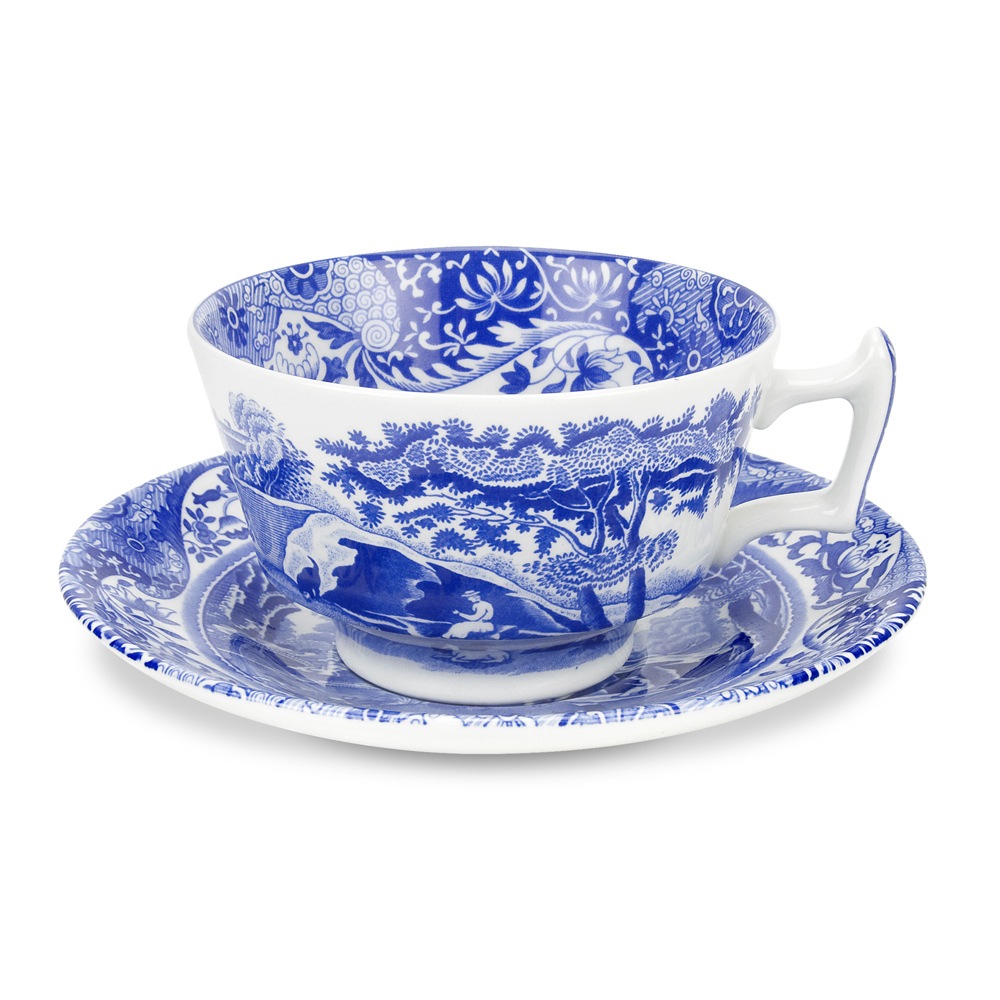 Blue Italian Tea Cup With Saucer, 20 cl