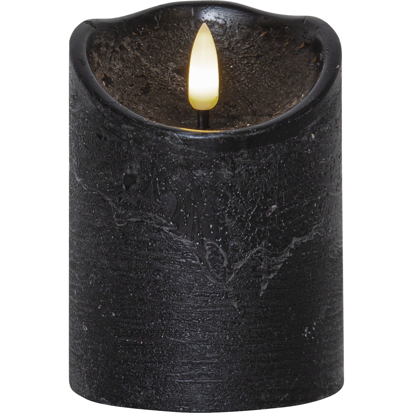 Flamme Rustic LED Pillar Candle Black, 10 cm