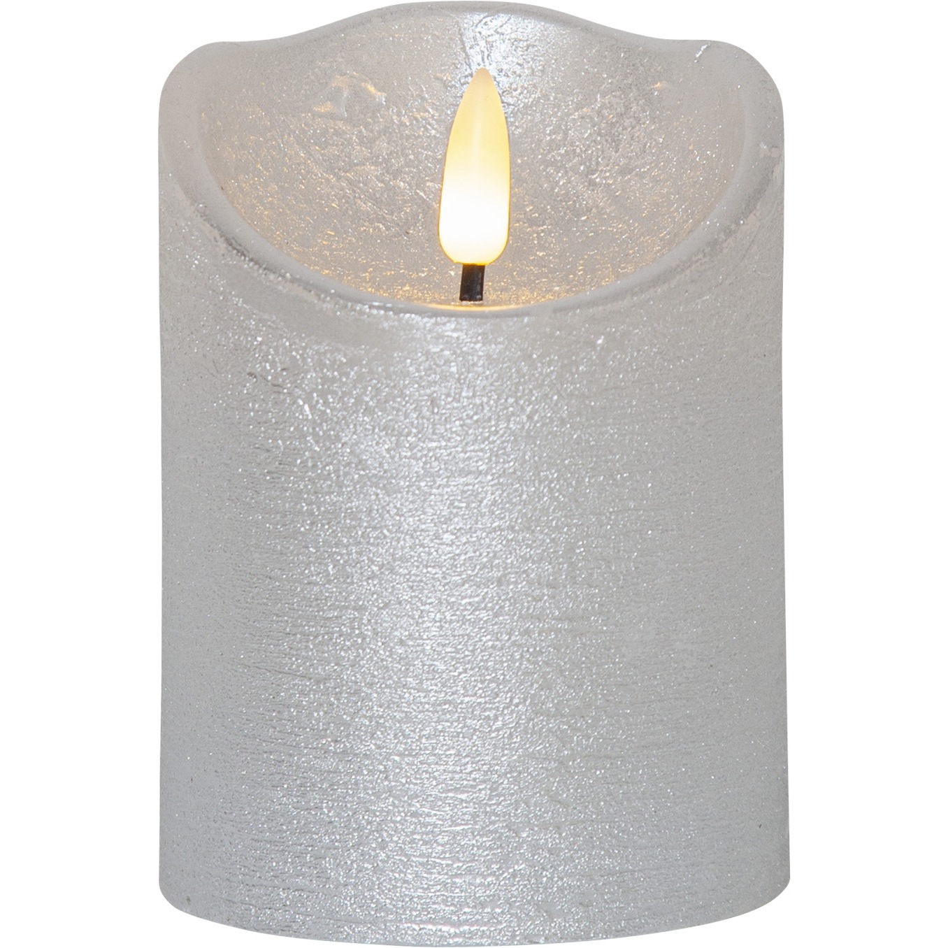 Flamme Rustic LED Pillar Candle Silver, 10 cm