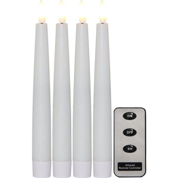 Flamme Slim Taper Candle 4-pack, White