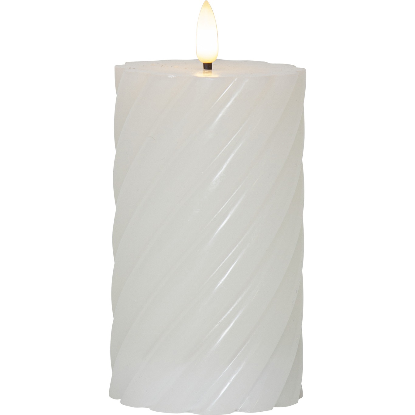 Flamme Swirl LED Pillar Candle 15 cm, White
