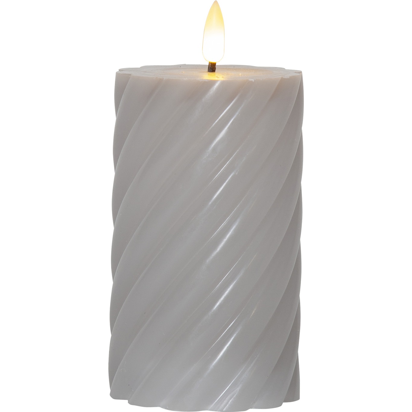 Flamme Swirl LED Pillar Candle 15 cm, Grey