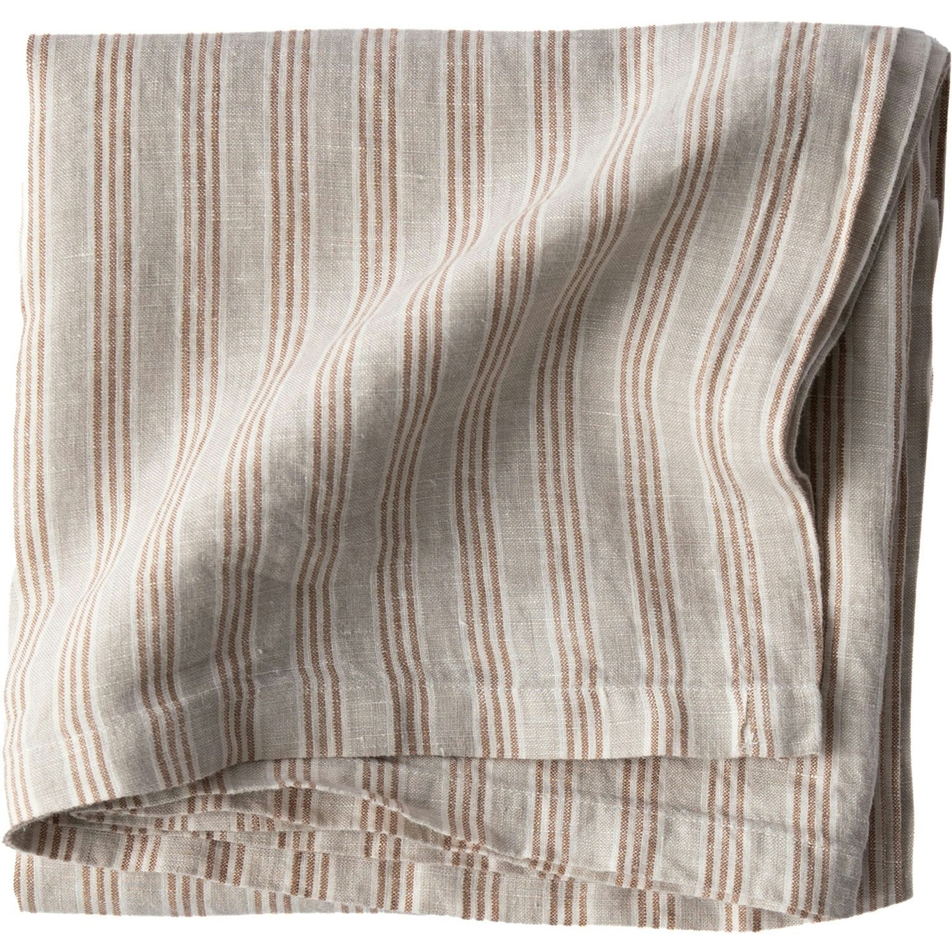 Linen Table Cloth 145x145 cm, Hazelnut Stripe